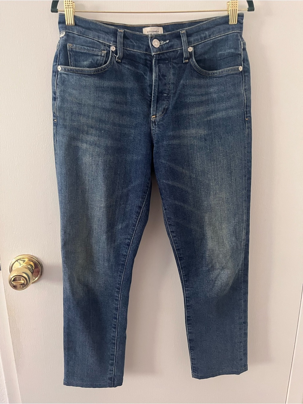 Citizens of Humanity Emerson Slim Boyfriend Jeans Blue Whiskered 24 1797-1450